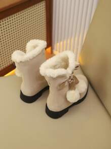 Ein Paar Mädchenstiefel für Herbst und Winter, neue hohe Spitze warm und flauschig, elegant und schlicht, kälteresistent, College-Stil, Dicke Stiefel, Leistungsstiefel