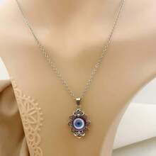 3pcs Stainless Steel Demon Eye Pendant Necklace And Earrings Set