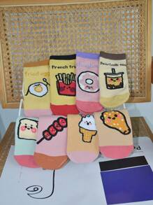 3Pairs/5Pairs Women Cartoon Graphic Printed Short Socks, Versatile & Fashionable For Spring, Summer, Fall