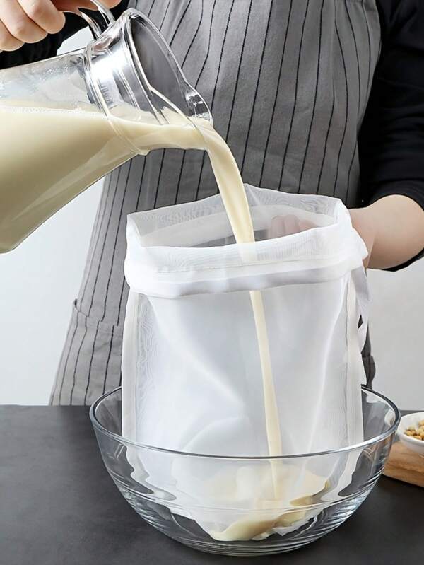 1pc Nylon Filter Bag - Wine And Juice Filtration Net Press - Washable And Reusable - Soy Milk Separator Vegetable Water Squeezing Bag - For Almonds And Soy Milk, Cold Brew Coffee Filter - Essential Kitchen Accessory