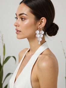 1 par de pendientes de aro exagerados para mujer con lazo de circonita incrustada, accesorios elegantes de mujer, de alta gama, para uso diario, un regalo