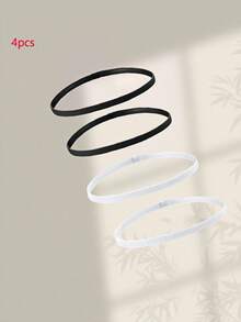 女士 Bandana 4 件弹性运动头带，防滑加厚瑜伽健身头带，男女通用，跑步弹力运动发带，健身发饰