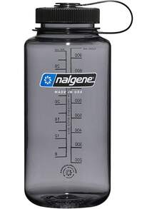 Nalgene - Botella de agua Tritan a prueba de fugas, sin BPA, boca ancha de 32 onzas, fabricada en los Estados Unidos para uso al aire última intervensión e hidratación diaria (gris con tapa negra) - Gris con tapa negra - Ver 13