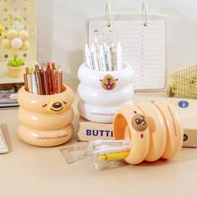 1pc Multifunctional Pen Holder, 3 Expression Options, Circular Pen Cup, Large Capacity, Desktop Storage, Large Capacity Desktop Stationery Organizer Pen Stand, Storage Bucket, Suitable For Office, School Supplies, Stationery Organization, Teachers, Home, Back To School/Graduation/Birthday Gift