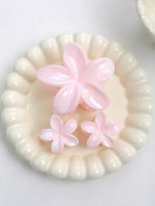 3 件粉色渐变大理石纹鸡蛋花发夹，波西米亚风格发夹，适合海滩度假、春夏季