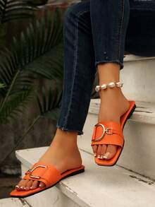 Nuevas sandalias planas de estilo para mujeres - Naranja - Ver 5