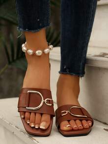 New Stylish Flat Sandals For Women - Brown - View 7