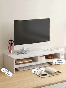 1pc Wooden Monitor Stand For Desk, Monitor Riser, Wooden Monitor Riser Desk Storage Cabinet Computer TV Shelf, Saving Desk Space Elevating Computer Stand With Keyboard Management, For Office And Dormitory Use,School Supplies,Back To School