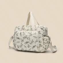 2024 New Fashionable Mummy Bag, Korean Embroidered Shoulder Messenger Bag, Large Capacity Embroidered Ditsy Floral Maternity Bag - Rice - View 6