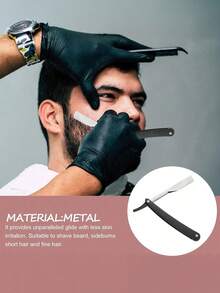 1 件剃须刀，带 10 个刀片，男士优质不锈钢手动直剃须刀，适合家庭和沙龙使用，男士理发修剪，美容旅行必需品（刀片颜色随机） - 彩色 - 查看 2