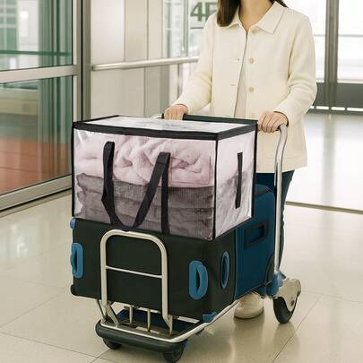 4 Pack 73X37X34CM 90L Moving Storage Bags  Moving Bags Parcel Bags Transparent Moving Bags Heavy Duty Moving Totes With Backpack Straps Zippers Handles For College Dorm Christmas Decorations