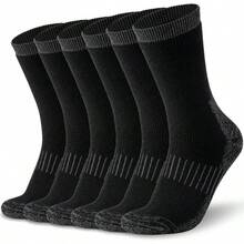 TendenciaTime May Tell Calcetines acolchados de lana merino para hombre, para senderismo, para exteriores, paquete de 2/3Calidad premium - Negro (3 pares). - Ver 2