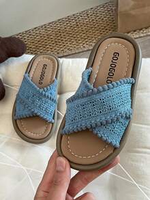 Comfortable Open Toe Girls Slippers - Breathable Lightweight Beach Sandals - Suitable For Outdoor Activities - Blue - View 6