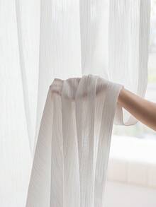 1 件亚麻薄纱窗帘 - 日式亚麻风格，杆袋设计，适用于客厅和卧室 - 透明过滤光窗帘，客厅窗帘