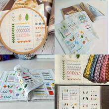 1 set Livre de broderie pour adulte + kit de couture à point de croix - Guide de points de broderie à thème fantaisie, avec instructions étape par étape, fils multicolores sur page de tissu, polyvalent pour journaux de couture DIY et référence d'artisanat, fournitures de broderie, conception créative, reliure durable
