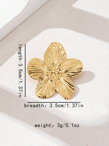 1 Pc Vintage Minimalist Golden Metal Delicate Floral Brooch Pin, Daily/Party/Wedding Suitable, Friend Gift - Yellow Gold - View 4