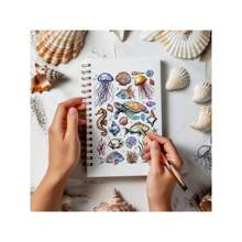 Sello de silicona transparente con fondo de vida marina y animales oceánicos, para manualidades de scrapbooking, álbumes de fotos, tarjetas decorativas y decoración del hogar, de 6.3x4.33 pulgadas