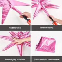 2 Peças Balões de Estrela Rosa de 22 Polegadas, 1 Peça Balão de Explosão de Estrela de 14 Pontos, Balão de Estrela Rosa de Folha, Balão de Mylar Grande em Formato de Fogo de Artifício para Decoração de Aniversário, Casamento, Natal e Feriado