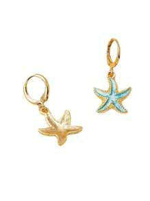 Conjunto de Joias Femininas: Colar com Pingente em Forma de Estrela-do-mar e Brincos, Joias de Praia/Oceano de Estilo Versátil e da Moda