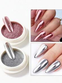 6 Jars Chrome Nail Powder, 6 Colors Holographic Chrome Effect Magic Mirror Nail Powder Nail Powder Set, Aurora Iridescent Dust Shiny Nail Glitter Powder With Magic Mirror Effect For Nail Art Design Decoration - Nhiều màu - Xem 4