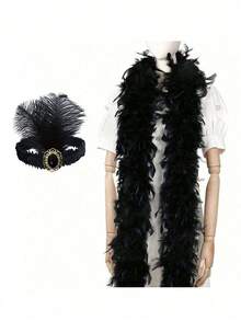 2PCS/SET Man-Made Colorful Feather Boas 6.6ft Feather Boa For Women For Dancing Wedding Party Halloween,Stage Decoration Holiday Party Headwear Accessories Clothing Accessories, ,Scarf Decoration, Suitable For Birthday Party, Halloween, Christmas, Horse Racing, Tea Party, New Year's Eve, Concert And Home Decor, Dance Wedding, Stage Performance, Carnival Costume And Accessories, Party Supplies,Ideal Choice For Gifts - Multicolor - View 5