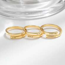 个性化刻字戒指，定制名字戒指，精致叠戴戒指，女士金戒指，周年纪念礼物，圣诞礼物（送给妻子），定制名字戒指，家庭戒指，缠绕戒指，闺蜜戒指，奶奶礼物，母女礼物，个性化珠宝 - 彩色 - 查看 3