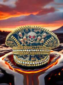 1 件闪亮骷髅复古派对街头涤纶蒸汽朋克水钻船长帽、疯狂配饰、派对帽、服装帽、女士帽子、女士狂欢节服装、女士海盗服装、趣味服装帽、海盗帽、女士海盗配饰、迷人女士帽子、女士夏季帽子、万圣节服装、男士帽子、趣味服装、海盗服装南瓜吸血鬼服装秋季