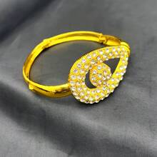 ANIID 1 套 4 件奢华女士镀金水钻项链、手链、耳环和戒指首饰套装，时尚新娘婚礼派对配饰，适合母亲节、毕业典礼、生日