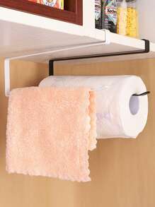 1pc Kitchen Roll Rack Under Cabinet, No Drilling Required, Space Saving, Modern Stainless Steel Tissue Holder, Forged Iron, Thickened Flat Wire, Round Edge And High Hook Design