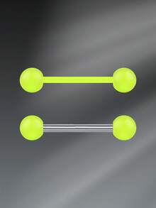 CIZME 14G Glow-In-The-Dark Plastic Tongue Ring, Industrial Barbell, Neon Rubber & Acrylic Nipple Rings, Neon Rubber & Acrylic Stainless Steel Tongue Piercing Jewelry Set, Multi-Color, 12/14/16/18mm - Tongue Studs - View 10