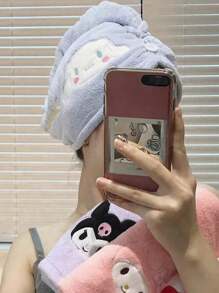 Sanrio Sanrio 1pc Sanliou Yugui Dog, Four Color Cute Kuromi Dry Hair Cap, Anime KT Cat Coral Velvet Water Absorbing Headscarf, Home Cartoon Melody Quick Drying Bath Cap Home Bathroom Decor Summer