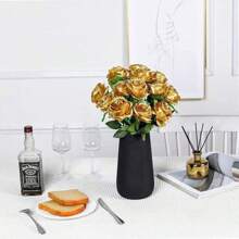 30 Artificial Roses, Gold Rose Artificial Flowers Fake Roses For Decoration DIY Wedding Bouquet Centerpieces, Bridal Shower Valentine's Day Decorations, Baby Shower Decorations, Home Decorations Outdoor Indoor Decorations, Vase Flower Decorations, Flower Arrangements, Table Centerpieces, Home Decorations Christmas Decorations Room Decor Christmas