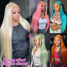 34Inch 613 Lace Front Wig Human Hair 13x4 HD Transparent Lace 200% Density Straight Brazilian Blonde Wig Pre-Plucked With Baby Hair