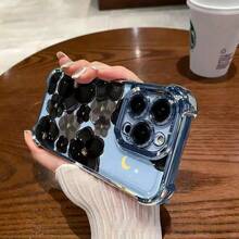 Funda para teléfono con estampado animal de leopardo y rosas. Funda de silicona líquida para móvil. Protección completa. Resistente a golpes y caídas. Fabricada en TPU suave. Compatible con phone. - Azul - Ver 2