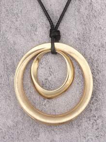 1 pieza Pendiente grande de aro retorcido minimalista exagerado de moda, collar largo unisex vintage de hip-hop con cuentas de , bronce y plata, regalo de pareja, regalo de joyería