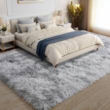 9x12 Area Rug For Living Room Plush Carpet, Soft Fluffy Shaggy Fuzzy Furry Large Rug, Anti-Slip Washable Modern Floor Rug For Bedroom Home Aesthetic Decor - Nhuộm Tie-dye Xám - Xem 3