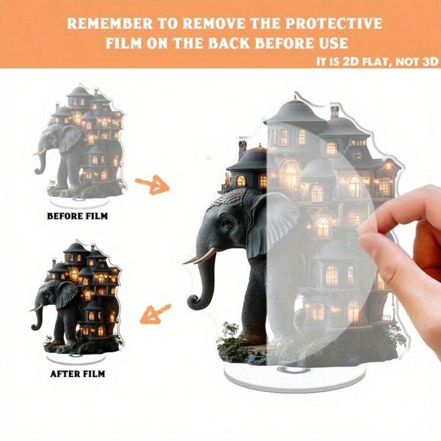 Decoración de escritorio giratoria de acrílico 2D con diseño de casa imaginativa, potencia la creatividad de la oficina, adecuado como regalo perfecto para aniversario corporativo, Halloween, Navidad, amigos, niños, padres