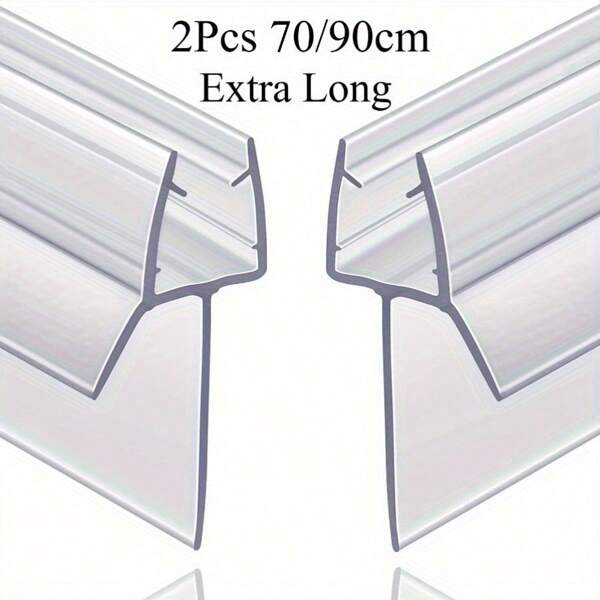Pacote com 2 vedações para portas de chuveiro (70/90 cm), encaixe universal extra longo para vidros de 4 a 6 mm, cobertura de vãos de 17 a 23 mm, entregues em caixa, proteção contra respingos à prova de vazamentos e fácil instalação