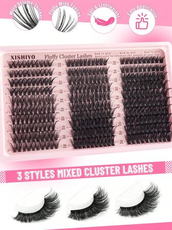 300/60簇睫毛浓密&8D蓬松纤细睫毛0.07mm D卷曲假睫毛30D-100D/10-16mm混合长度仿貂皮单根睫毛自然柔软睫毛延长化妆品适合任何风格