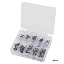 400/600 件鱼钩套装高碳钢倒刺鱼钩适用于咸水淡水渔具