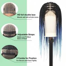 Full Lace Front Box Braided Wigs For Women 24 Inches Knotless Cornrow Braids Lace Frontal Wig Synthetic Braided Wig Daily Used - Black - View 6