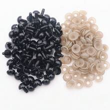 100 件 5-24 毫米黑色塑料眼珠 Amigurumi 带垫圈毛绒动物眼珠眼球娃娃 DIY 礼物针织钩针眼珠制作工艺品配件 - 彩色 - 查看 8