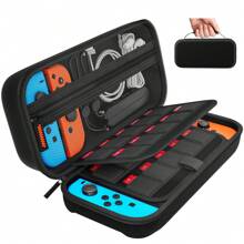 Switch Tragetasche kompatibel mit /Switch OLED, mit Schutzkoffer für 20 Spielekarten, Hartschale Reise-Tragetasche für Konsole & Zubehör, Schwarz