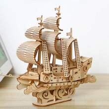 1 szt. 3D Kreatywność Ocean Żaglowiec Puzzle, DIY Ocean Theme Drewniany Model Puzzle - 3D Żaglowiec Łamigłówka, Odpowiednie dla Hobbystów I Kolekcjonerów, Ocean Decor | Żywy Wyświetlacz | Angażująca Aktywność DIY, Model Statek Puzzle Z 82 Elementami, Poziom Trudności 3 Gwiazdki, Lepsze Z Klejem, Wystrój Domu