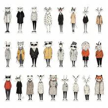 50张复古动物贴纸，适用于笔记本电脑、手机和滑板，自粘式 - 彩色 - 查看 3