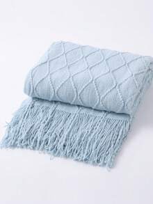 A Solid Color Particle Knitted Blanket, Nordic Style Acrylic Rectangular Office Nap Sofa Blanket Air Conditioning Blanket Knitted Small Blanket Shawl Cover Blanket Blanket Bed End Blanket - Kim cương xanh nhạt - Xem 4