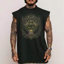 Oversized Long Cotton Tank Top Elden Ring Symbol Art Game Geek Mode - màu đen - Xem 1