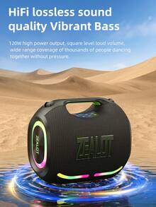 Loa không dây ZEALOT ZE01 120W, Loa di động ngoài trời, Loa Bluetooth, Pin dài 24000mAh, Có đèn màu RGB, Thời gian phát lại lên đến 8 giờ, Hỗ trợ điện thoại di động/Máy tính bảng/TV. Tương thích với thẻ SD/USB/AUX, Chức năng ghép nối nối tiếp, Thích hợp cho/Xe hơi/Ngoài trời/Cắm trại/Bãi biển/Tiệc tùng - lục lam - Xem 7