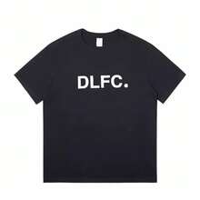 Fashion-FashionDellafuente Summer Men's Women's Pure Cotton Short Sleeved DLFC Spanish Football Club T-Shirt Harajuku Unisex South Korea 72526 - 黑色 - 查看 1