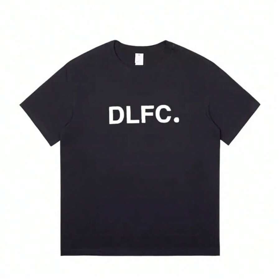 Fashion-FashionDellafuente Summer Men's Women's Pure Cotton Short Sleeved DLFC Spanish Football Club T-Shirt Harajuku Unisex South Korea 72526 - 黑色 - 查看 1